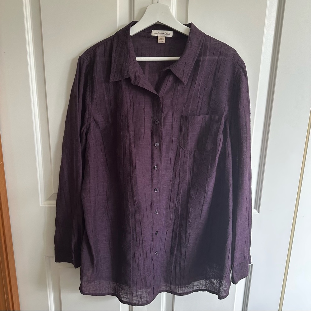 Coldwater Creek Button Down Blouse Crepe Embroidery 18 XL
